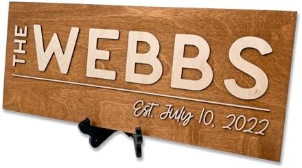 Custom Wooden Name Sign – Personalized Wedding Welcome Sign, Engagement Gifts for Couples, Housewarming Gifts, Personalized Wooden Name Sign, Hickory Hollow Designs (Simple Bold) by HickoryHollowDesigns