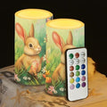 Easter Decorations Indoor Candles with Rabbit Daisy Flameless Candles with Remote and Timer 2 Pack Battery Operated Easter Themed LED Candles for Festival Gift Home Room Decor Green by WelcometoLuarisgur