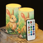 Easter Decorations Indoor Candles with Rabbit Daisy Flameless Candles with Remote and Timer 2 Pack Battery Operated Easter Themed LED Candles for Festival Gift Home Room Decor Green by WelcometoLuarisgur