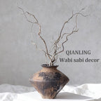 Wabi Sabi Rusty Vintage Vase, 11.4" Tall Wabi Sabi Decor Rustic Farmhouse Pottery Vase for Centerpiece, Textured Pottery Flower Vases for Home Decorative, Table, Living Room (Black Brown, Large) - Image 4