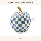MACKENZIE-CHILDS Resin Pumpkin, Small, Blue-and-White Royal Check - Image 4