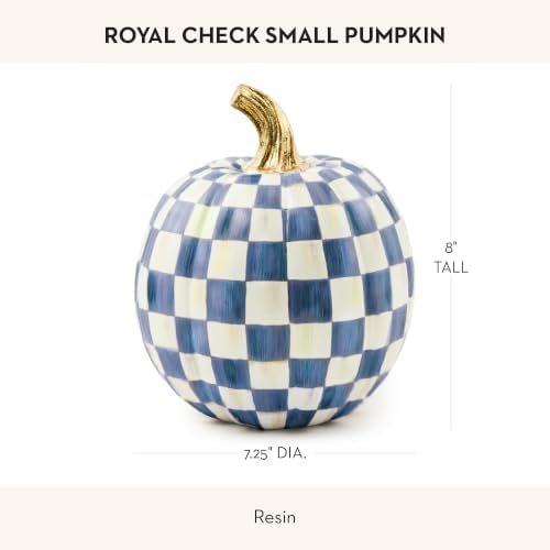 MACKENZIE-CHILDS Resin Pumpkin, Small, Blue-and-White Royal Check - Image 4