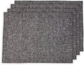 Solino Home 100% Pure Linen Placemats Black, Athena 14 x 19 in, Set of 4 by SolinoHome