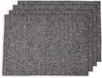 Solino Home 100% Pure Linen Placemats Black, Athena 14 x 19 in, Set of 4 by SolinoHome