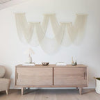 Macrame Wall Hanging Ivory Handmade Geometric Wall Art Fiber Woven Decor - Image 3
