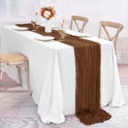 20 Pack Brown Table Runner 10Ft Cheesecloth Table Runner Boho Gauze Cheese Cloth Table Runners Romantic Long Sheer Fabric Table Runners for Wedding Party Bridal Shower - Image 4