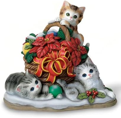 The Bradford Exchange Winters Wonders Seasons in the Garden Sculpture Collection Issue #4 Lifelike Kittens Hand Painted & Hand Crafted Sculpture by Kayomi Harai 7-inches by TheBradfordExchange