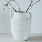 9" Vintage Ceramic Vase with Handles, Rustic Farmhouse Home Decor by LwellDwell