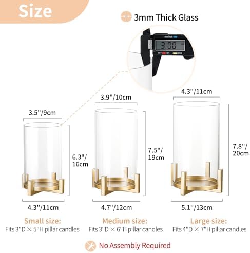 NUPTIO Gold Pillar Candle Holder: Hurricane Glass Candle Stands with Sleeve - Image 6
