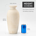 Vaseking Ceramic Natural Rustic Vase, 14.4 Inch Large Vintage Flower Threaded Decorative Farmhouse Tall Vase for Home Decor, Living Room, Shelf Decor, Wedding, Housewarming Gift, Off-White - Image 2