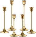 Metal Candle Holders for Candlesticks Taper Candlestick Holders Set Vintage Decorative Centerpiece Candelabra Tall Candle Stands (Gold, 2 Sets (6 pcs)) by Unknown