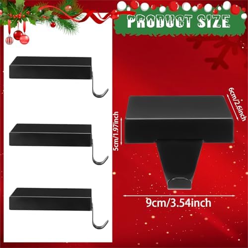 Zonon 6 Pcs Christmas Stocking Holders for Mantle, Black - Image 3