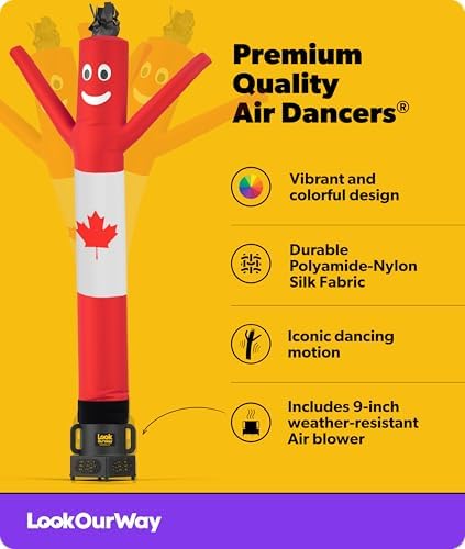 LookOurWay Air Dancers Wacky Waving Inflatable Tube Guy - 7ft Tall Inflatable Advertising Waving Dancing Man with Sky Dancer Blower - Canadian Flag - Image 2