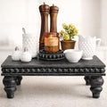 Felt Creative Home Goods Decorative Wood Risers for Decor | Tiered Tray Stand | Farmhouse Beaded Riser Stand for Decor | Wooden Pedestal Stand Large 12x16 Beaded Tray for Kitchen Coffee Bar (Black) by FeltCreativeHomeGoods