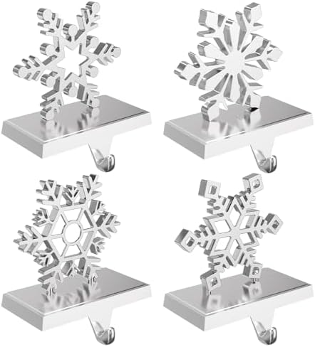 Christmas Stocking Holders for Mantle Weighted Metal Stocking Hangers Hooks for Fireplace Christmas Decorations (Set of 4) by Homyplaza