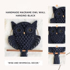 Bohemian Owl Macramé Wall Hanging Pack Of 2-12 x 23 Inch, Black - Image 3