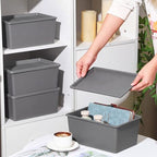 Menkxi 4 Pcs Storage Bins with Lids, Gray, Small - Image 4