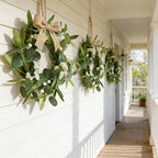 12 Pcs Green Artificial Eucalyptus Swag Wreaths Spring Summer Wreath with White Berries Mini Green Kitchen Cabinet Wreaths with Ribbon for Front Door Porch Wall Window Farmhouse Decoration - Image 5