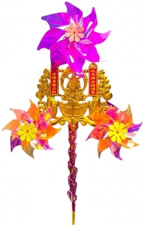Chinese Traditional Feng Shui Pinwheel, 3 Luck‑Turning Flowers, Lucky Fortune Decor Ornament, Buddha Blessing Gift for Home Office Altar Temple Indoor Decoration - Image 4