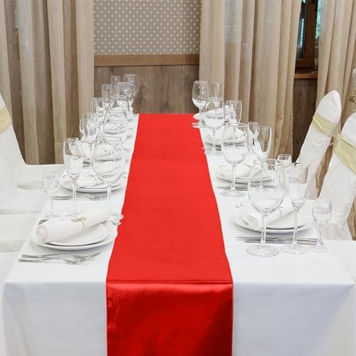 Aneco 16 Pack Christmas Satin Table Runner 12 x 108 Inch Xmas Red, Black Green Long Wedding Satin Silk Table Runner for Wedding Banquet Graduations Birthday Christmas Party Decoration - Image 4