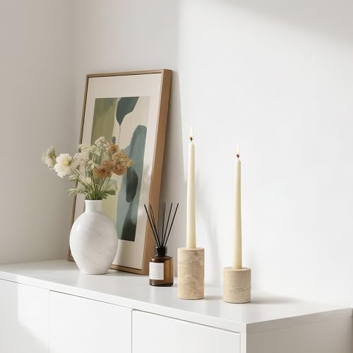 Candle Holders True Natural Marble Set of 2 Decorative Candlestick Holder for Table Centerpieces Home Dinning Party Wedding Birthday Premium Candles Stand for 3/4 inch Candles Beige (ZT017R) - Image 4