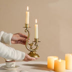 NIKKY HOME Vintage Gold Bird Candelabra, 2 Arm Metal Taper Candle Holder - Image 3