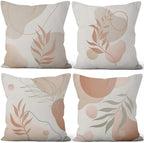 Abstract Boho Throw Pillow Covers 26"x26" Set of 4, Morden Minimalist Geometric Leaves Cushion Cover for Sofa Chair Couch Bed Office Garden Patio Farmhouse Indoor Outdoor Decorative by VieSavaran