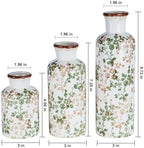 Brown and Green Ceramic Vase Set of 3, Vintage Botanical Vases for Decor - Image 2