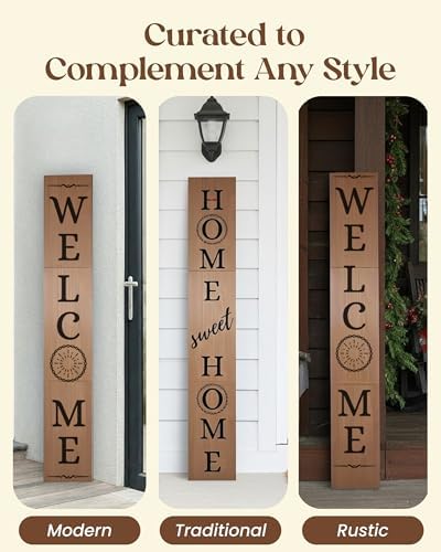 DECOLURE Welcome Sign for Front Porch - Tall Solid Wood Porch Door Sign with 10 Magnetic Seasonal & Holiday Pieces, Rustic Farmhouse Outdoor Decor for Year Round Welcoming Entryway (Porch Brown) - Image 3