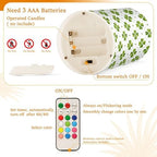 ALAZA St Patricks Day Clover Leaves Shamrocks Flickering Flameless Candles Battery Operated with Remote Timer,Tea Light Candles LED Pillar Votive Candles Set of 2 for Outdoor Indoor Decorations - Image 4