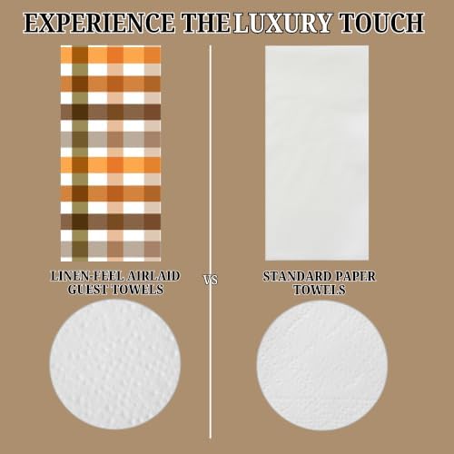 Guest Towel Printed Airlaid Linen-Feel Disposable Hand Towels for Thanksgiving Fall Holiday Party Buffet & Dinner (64, Autumn Gingham) - Image 4