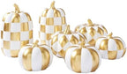 WDS WONDROUS 7PCS Fall Pumpkin Decor, Checkered Pumpkin Decoration for Home by WDSWONDROUS