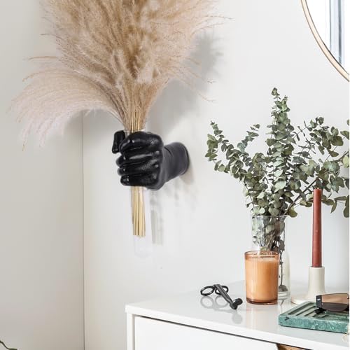 Black Wall Sculptures, Hand Vases Home Decor, Wall Mount Art Sculpture, Unique Wall Art Statue, Funky Flower Vase Decorations, Modern Eclectic Hanging Decor,Glass Test Tube Vase - Image 3