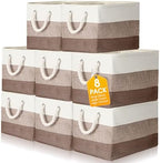 meekoo 8 Pack Fabric Storage Bins Baskets, 15 x 11 x 9.5 in, Mixed Beige by meekoo