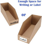 EXYGLO Cardboard Storage Bins 35 Pack, 12x4x4.5 Inch Cardboard Boxes, Corrugated Organizer Bins for Pantry, Shelves, Garage, Office, Shop, Brown - Image 3