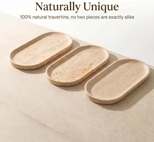 Travertine Bathroom Vanity Tray, 12"x6" Decorative Marble Tray for Kitchen Countertop, Elegant Stone Catchall Organizer for Perfume, Jewelry and Soap - Image 6
