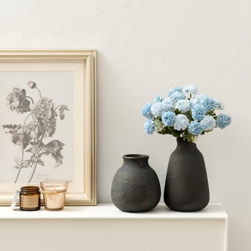 Ceramic Vase Set of 2 for Home Decor, 6.1"+8.23" Handcrafted Black Bronze Rustic Terracotta Vases, Vintage Farmhouse Decor, Minimalist Decorative Vases for Table Centerpiece Fireplace Nightstand - Image 6