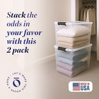 HOMZ Clear Plastic Storage Bins w/Latching Lid, 112 Qt, Gray Latch, 2 Pack - Image 2