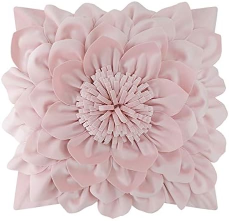 OiseauVoler Decorative 3D Flower Throw Pillow Covers Handmade Pillowcases for Sofa Bed Home Room Decor 18 x 18 Inch Light Pink by OiseauVoler