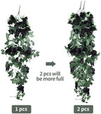 RECUTMS 4PCS Artificial Black Rose Fake Hanging Flowers Garland with Lights - Image 4