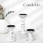 Candeldo Wood Candle Holders for Pillar, White Farmhouse Fireplace Decor - Image 3