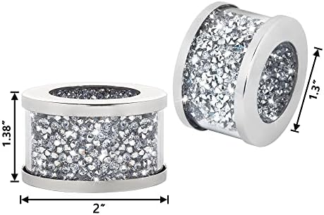 SHYFOY Silver Diamond Napkin Ring Set of 12 Pieces, Crystal Glass Framed Napkin Holder Ring, Dinning Cloth Decor for Dinner Party Tabletop Settings Glam Serviette Buckles Home Decor (Pack of 2) - Image 2
