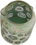 Rustic Metal Hanging Lantern, 8.66" H Vintage Distressed Green Firework Cutout Decorative Lantern for Indoor Outdoor Use, Tabletop Patio Wedding Centerpiece, Fits Pillar & LED Candles - Image 7
