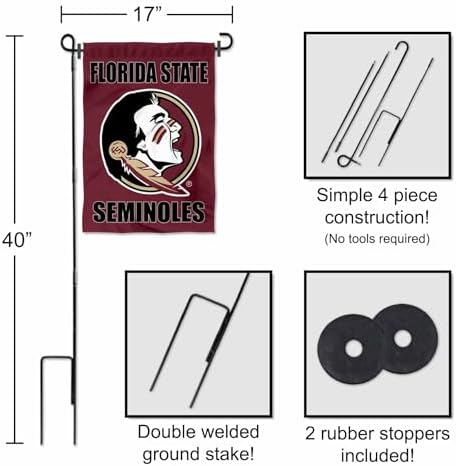Florida State FSU Noles Garden Flag with Stand Holder - Image 3