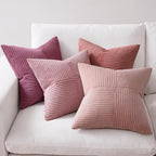 MIULEE Aesthetic Pink Throw Pillow Covers 18x18 Inch Set of 4 Spring Decorative Coquette Cushion Cases Cute Gradient Pillow Cases Corduroy Home Decor for Couch Sofa Living Room Bed Valentine Decor - Image 6