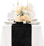 SoarDream Black Table Runner 10 Packs 12x72 Inches Sequin Metallic Fabric Glitter Table Runner for Party Birthday Holiday Event Supplies Decorations - Image 2