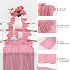 16 Pack Dusty Rose Cheesecloth Table Runners, 20x120 Inch - Image 4