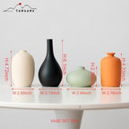 Set of 4 Small Matte Ceramic Vases - Modern & Bohemian Decor for Home, Office, Shelve, Living Room Table, Mantel, Bedroom, Entryway, Rustic Farmhouse Decorative Vases & More（Hademade - Image 3