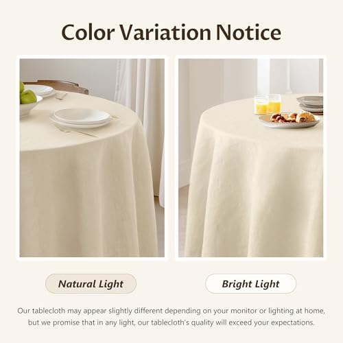 Linen World Round Tablecloth 90" Inch - 100% French Linen Washable Natural Tablecloth for Dining,Outdoor,Weddings and Restaurants,Decorative Thanksgiving Christmas,Sand Beige - Image 4