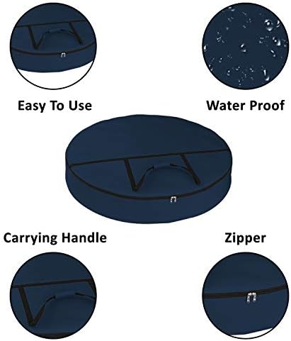 Covers & All Christmas Wreath Storage Bag 12 Oz with Carrying Handle & Dual Zipper - 100% Water Resistant Durable Material Storage Bag - Holiday Xmas Tear Resistant Bag (40" Dia x 7" H, Blue) - Image 2